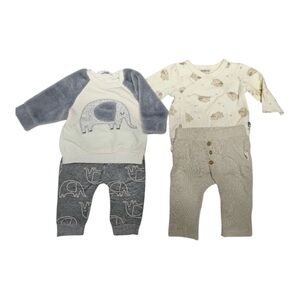 Rene Rofe 0-3m Gray and Cream Baby Matching Set Elephant Sheep